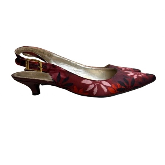 Anne Klein AK Expert Floral Slingback Kitten Heels 7.5M - Picture 4 of 5